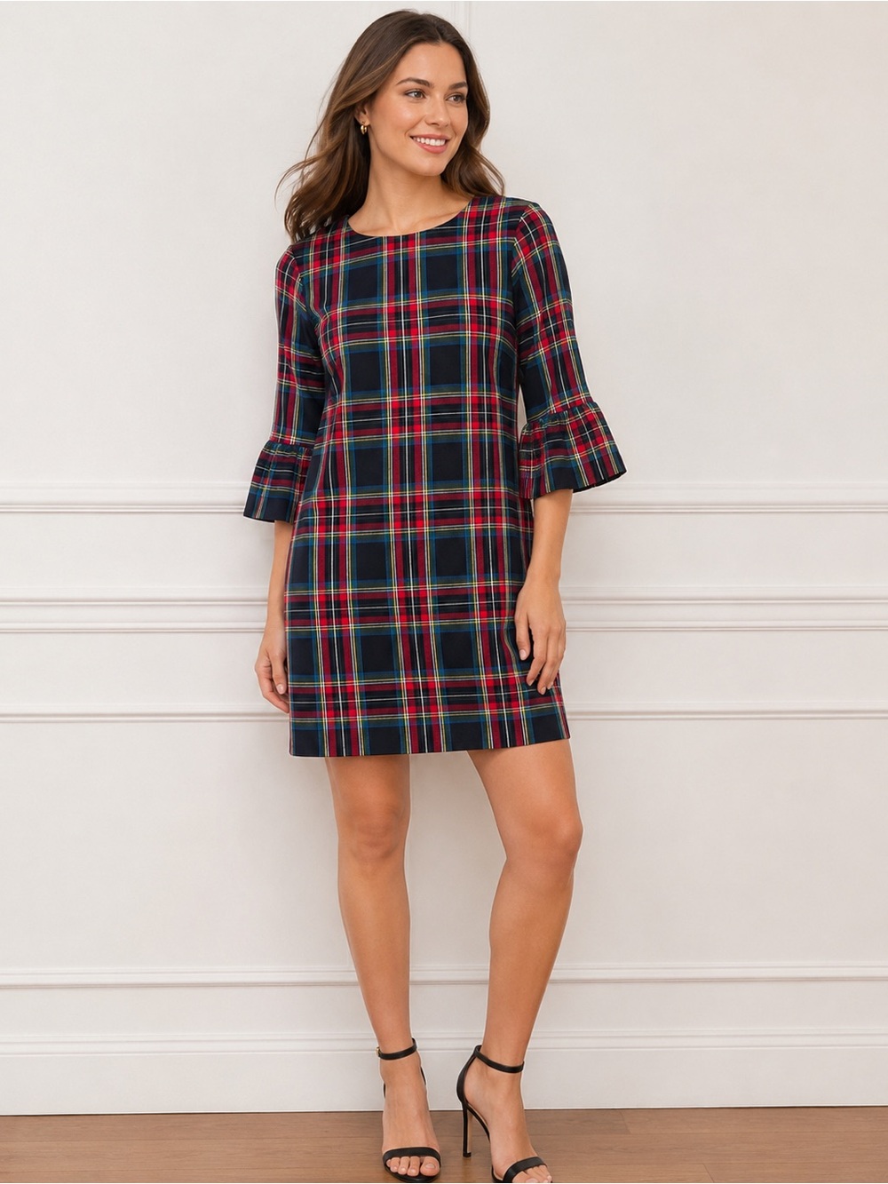 Vineyard Vines Preppy Tartan Bell Sleeve Dress